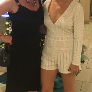 Sequined white romper